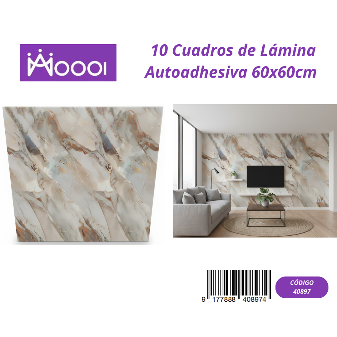 10 cuadros de Lamina Autoadhesiva 60x60cm 1