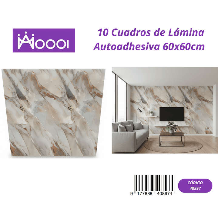 10 cuadros de Lamina Autoadhesiva 60x60cm 1