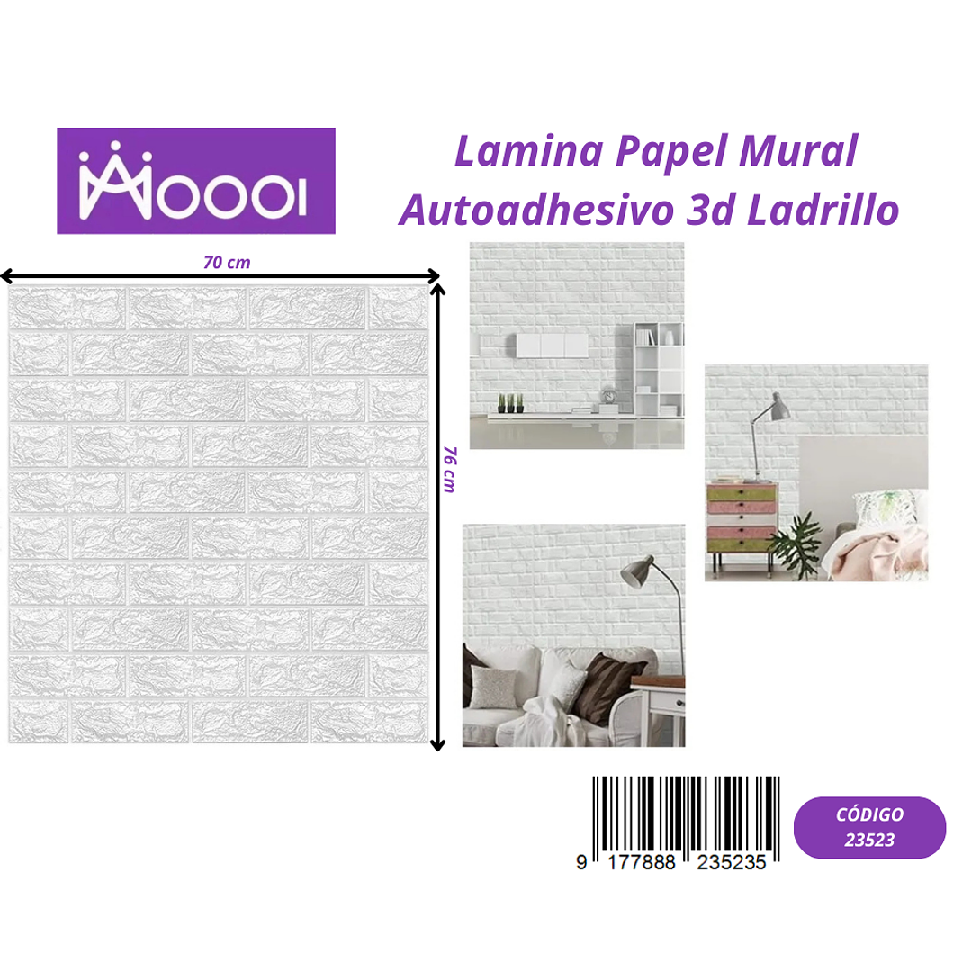 Lamina Papel Mural Autoadhesivo 3D Ladrillo 1