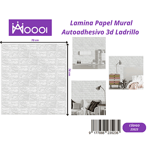 Lamina Papel Mural Autoadhesivo 3D Ladrillo