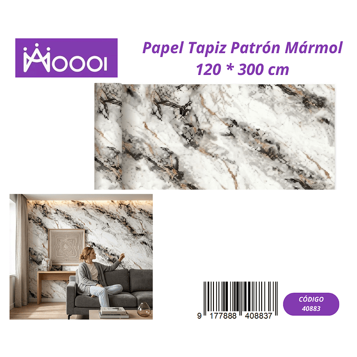 Papel Tapiz Patron Marmol 120 * 300 cm 1