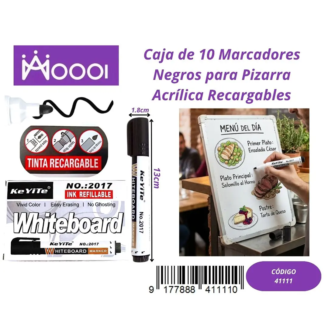 CAJA DE 10 MARCADORES NEGRO ACRILICOS RECARGABLES Precio publicado al por mayor 3 unidades del mismo 1