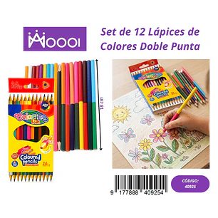 CAJA DE 12 LÁPICES DE COLORES DOBLE PUNTA Precio publicado al por mayor 3 unidades del mismo