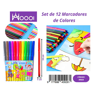 SET DE 12 MARCADORES DE COLORES Precio publicado al por mayor 3 unidades del mismo