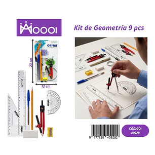 KIT DE GEOMETRIA 9PCS Precio publicado al por mayor 3 unidades del mismo