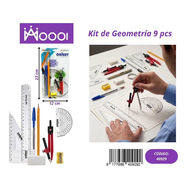 KIT DE GEOMETRIA 9PCS Precio publicado al por mayor 3 unidades del mismo 1