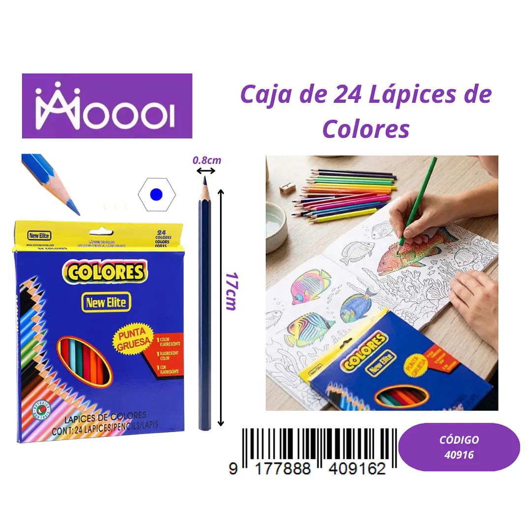 CAJA DE 24 LÁPICES DE COLORES Precio publicado al por mayor 3 unidades del mismo 1