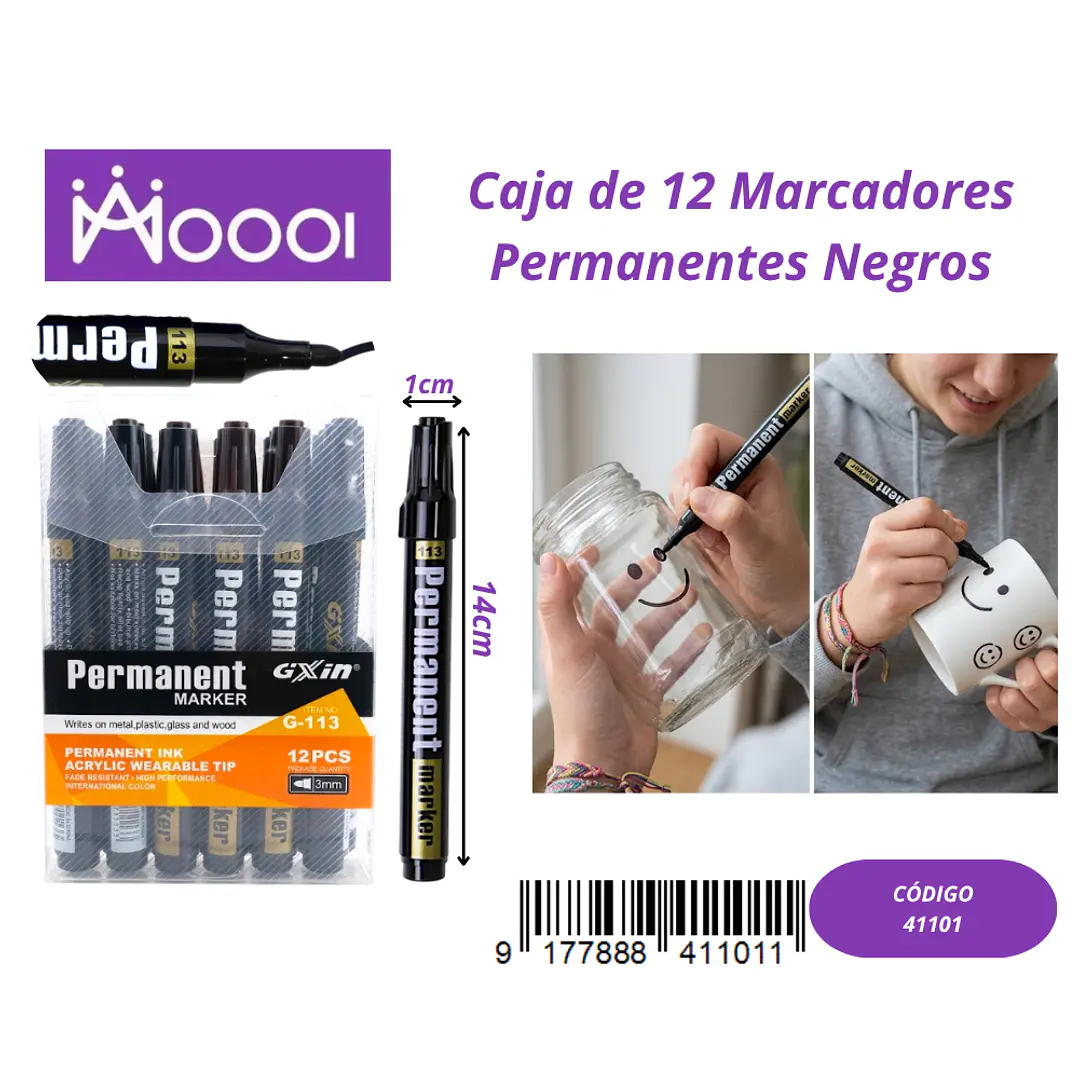 CAJA DE 12 MARCADORES NEGRO PERMANENTE Precio publicado al por mayor 3 unidades del mismo 1