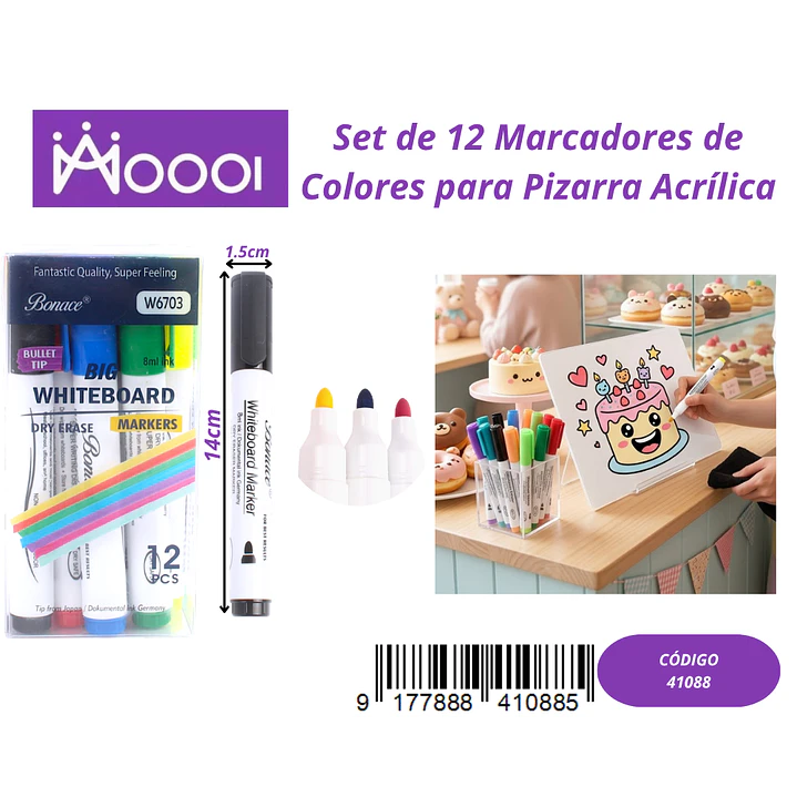 SET DE 12 MARCADORES DE COLORES ACRILICOS Precio publicado al por mayor 3 unidades del mismo 1