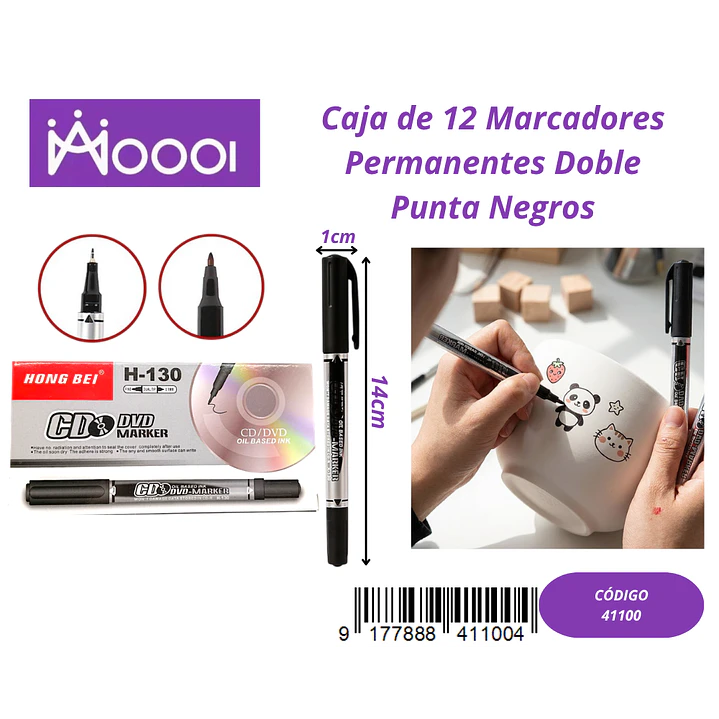 CAJA DE 12 MARCADORES NEGRO DOBLE PUNTA PERMANENTE Precio publicado al por mayor 3 unidades del mismo 1