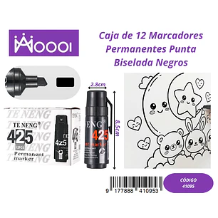 CAJA DE 12 MARCADORES NEGRO PERMANENTE PUNTA BISELADA Precio publicado al por mayor 3 unidades del mismo