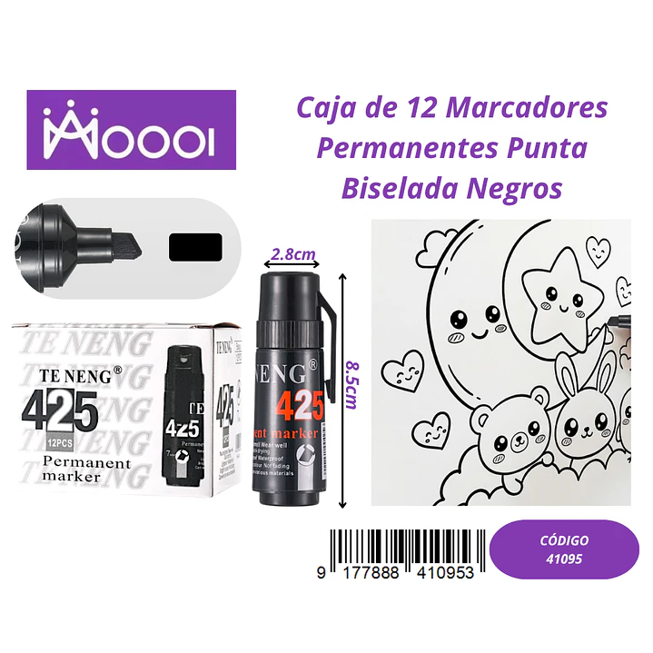 CAJA DE 12 MARCADORES NEGRO PERMANENTE PUNTA BISELADA Precio publicado al por mayor 3 unidades del mismo 1