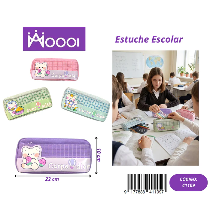 ESTUCHE ESCOLAR DISEÑO OSO FEMENINO Precio publicado al por mayor 3 unidades del mismo 1