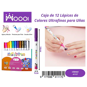 CAJA DE 12 LÁPICES DE COLORES PARA UÑAS Precio publicado al por mayor 3 unidades del mismo