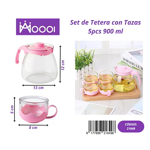 Set de Tetera con Tazas 5PCS 900ML Precio publicado al por mayor 3 unidades del mismo