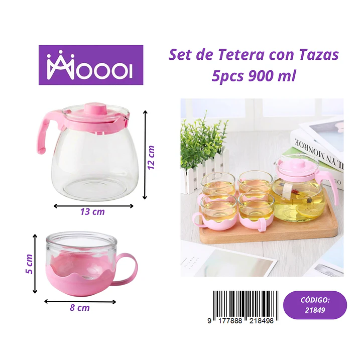 Set de Tetera con Tazas 5PCS 900ML Precio publicado al por mayor 3 unidades del mismo 1