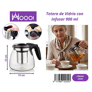 Tetera de Vidrio con Infusor 900ML Precio publicado al por mayor 3 unidades del mismo