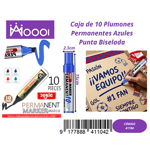 Caja de 10 Plumones Permanentes Azul Precio publicado al por mayor 3 unidades del mismo