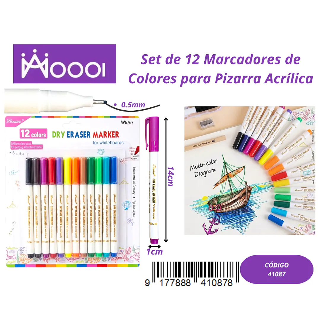 SET DE 12 MARCADORES DE COLORES ACRILICOS Precio publicado al por mayor 3 unidades del mismo 1