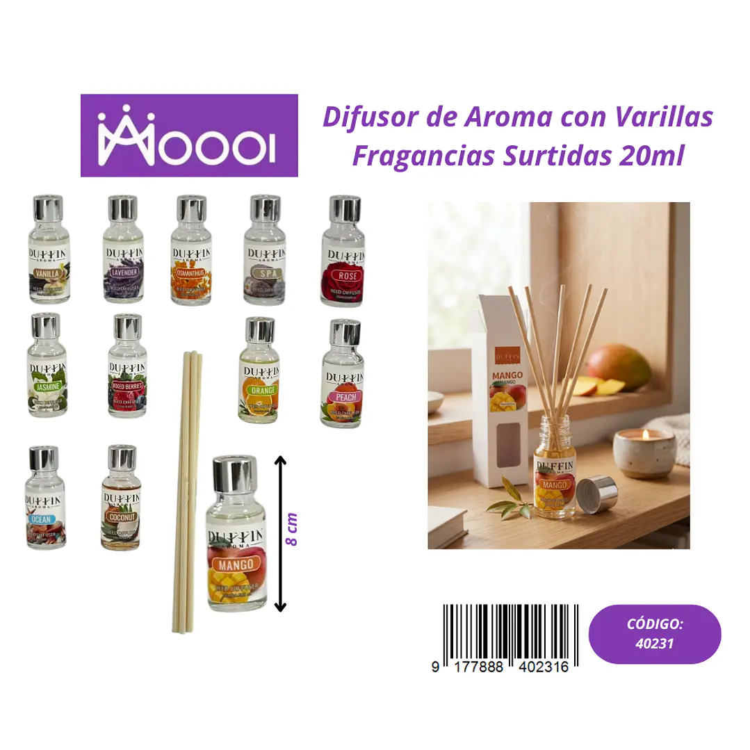 Difusor de Aroma con Varillas 20ml Precio publicado al por mayor 3 unidades del mismo 1