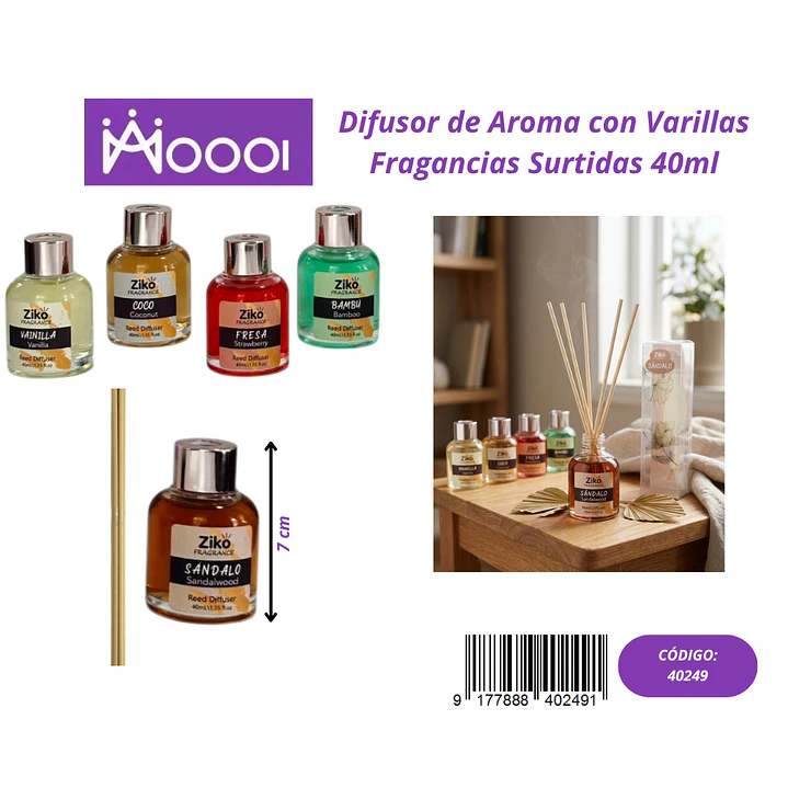Difusor de Aroma con Varillas 40ml Precio publicado al por mayor 3 unidades del mismo 1