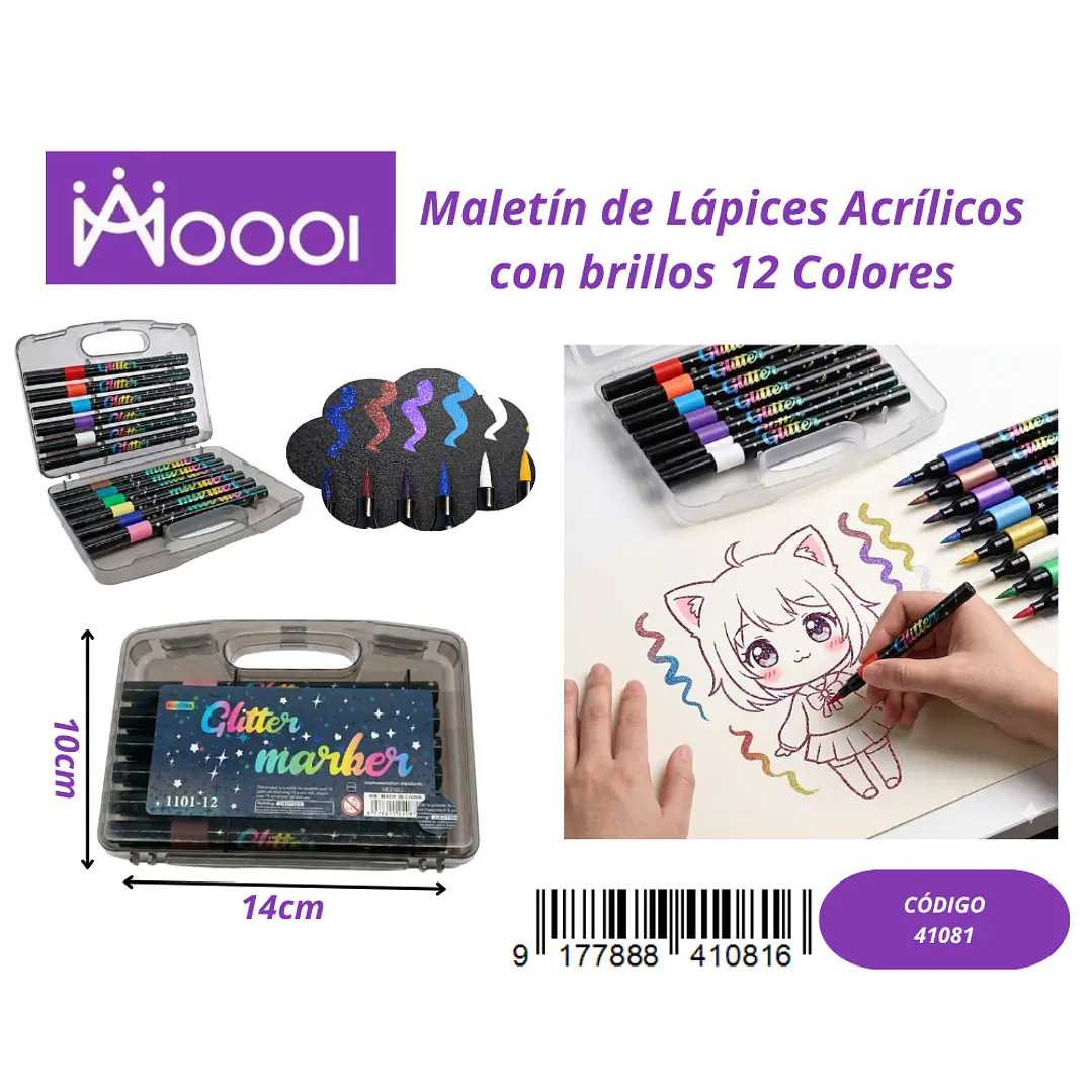 Maletín de Lápices Semi-Acrilicos 12 Colores Precio publicado al por mayor 3 unidades del mismo 1