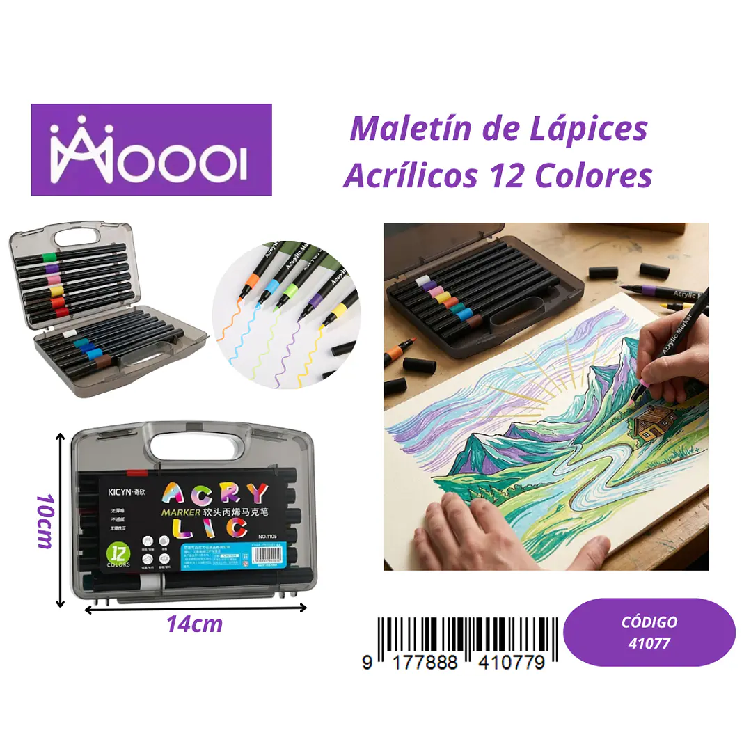 Maletín de Lápices Semi-Acrilicos 12 Colores Precio publicado al por mayor 3 unidades del mismo 1