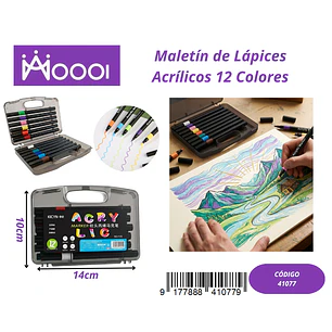 Maletín de Lápices Semi-Acrilicos 12 Colores Precio publicado al por mayor 3 unidades del mismo