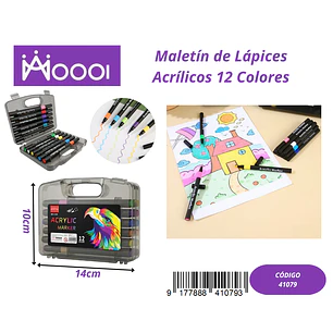 Maletín de Lápices Semi-Acrilicos 12 Colores Precio publicado al por mayor 3 unidades del mismo