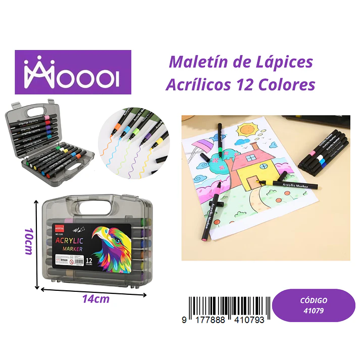 Maletín de Lápices Semi-Acrilicos 12 Colores Precio publicado al por mayor 3 unidades del mismo 1