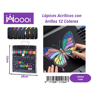 SET DE 12 MARCADORES DE COLORES ACRILICOS CON BRILLO Precio publicado al por mayor 3 unidades del mismo