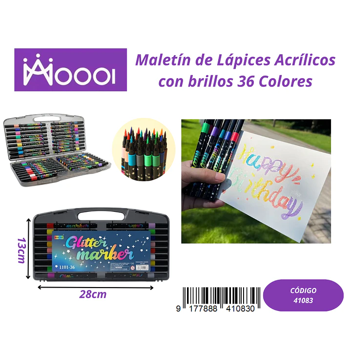 Maletín de Lápices Semi-Acrilicos 36 Colores Precio publicado al por mayor 3 unidades del mismo 1