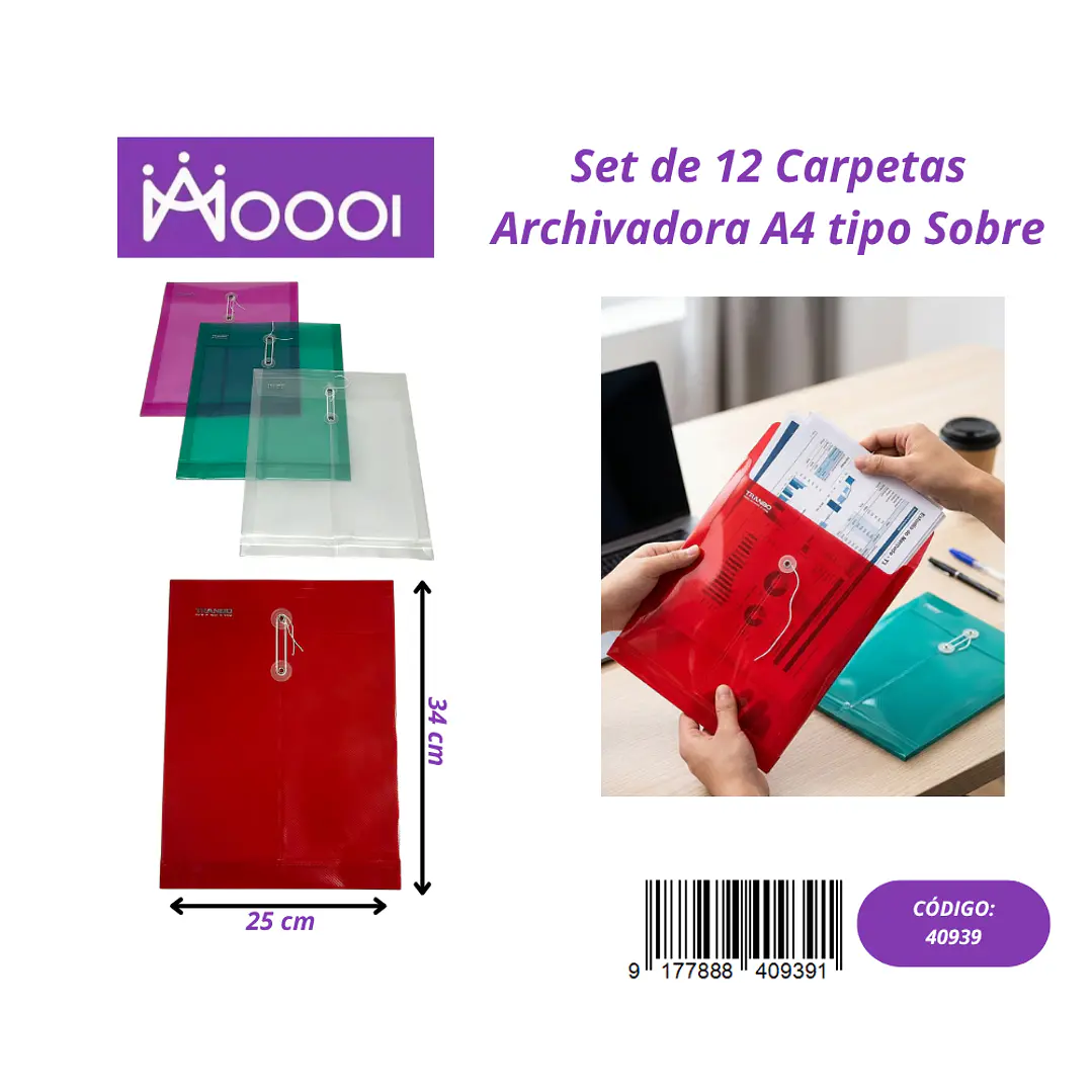 Carpeta Archivadora A4 Tipo Sobre (Valor 1 Pieza) Precio publicado al por mayor 3 unidades del mismo 1