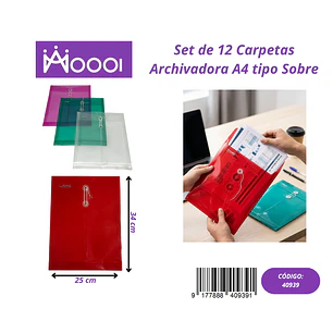 Carpeta Archivadora A4 Tipo Sobre (Valor 1 Pieza) Precio publicado al por mayor 3 unidades del mismo