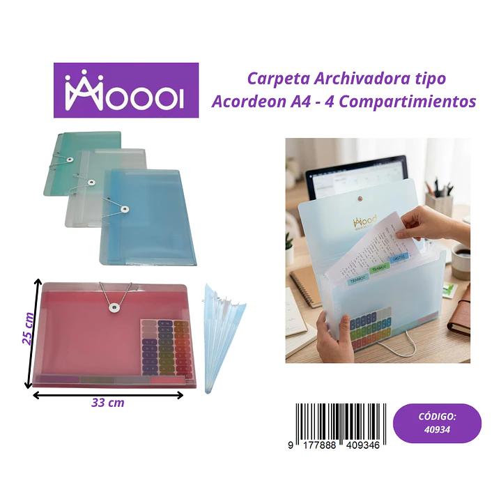 Carpeta Archivadora A4 Tipo Acordeón 4C Precio publicado al por mayor 3 unidades del mismo 1