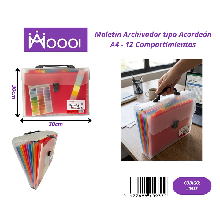 Maletín Archivador tipo Acordeón A4 12C Precio publicado al por mayor 3 unidades del mismo 1