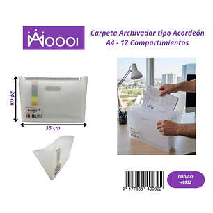 Carpeta Archivadora A4 Tipo Acordeón 12C Precio publicado al por mayor 3 unidades del mismo