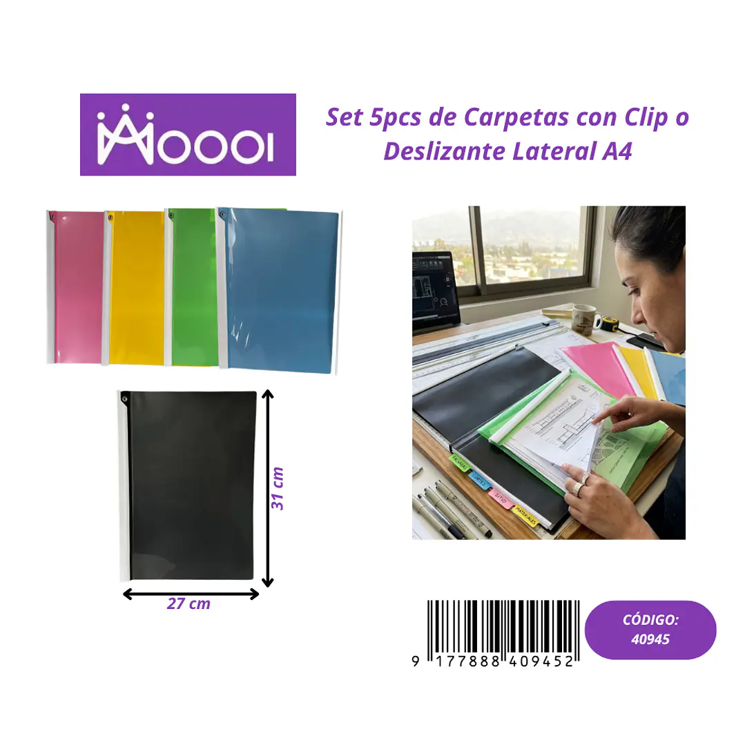Carpeta con Clip o Deslizante Lateral A4 (Valor 1 Pieza) Precio publicado al por mayor 3 unidades del mismo 1