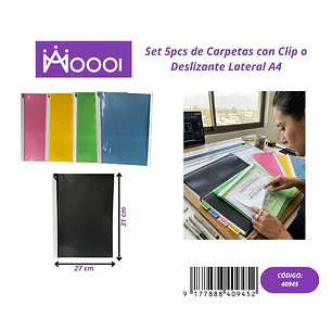 Carpeta con Clip o Deslizante Lateral A4 (Valor 1 Pieza) Precio publicado al por mayor 3 unidades del mismo