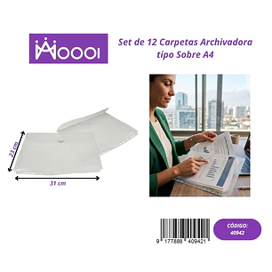 Carpeta Archivadora A4 Tipo Sobre (Valor 1 Pieza) Precio publicado al por mayor 3 unidades del mismo