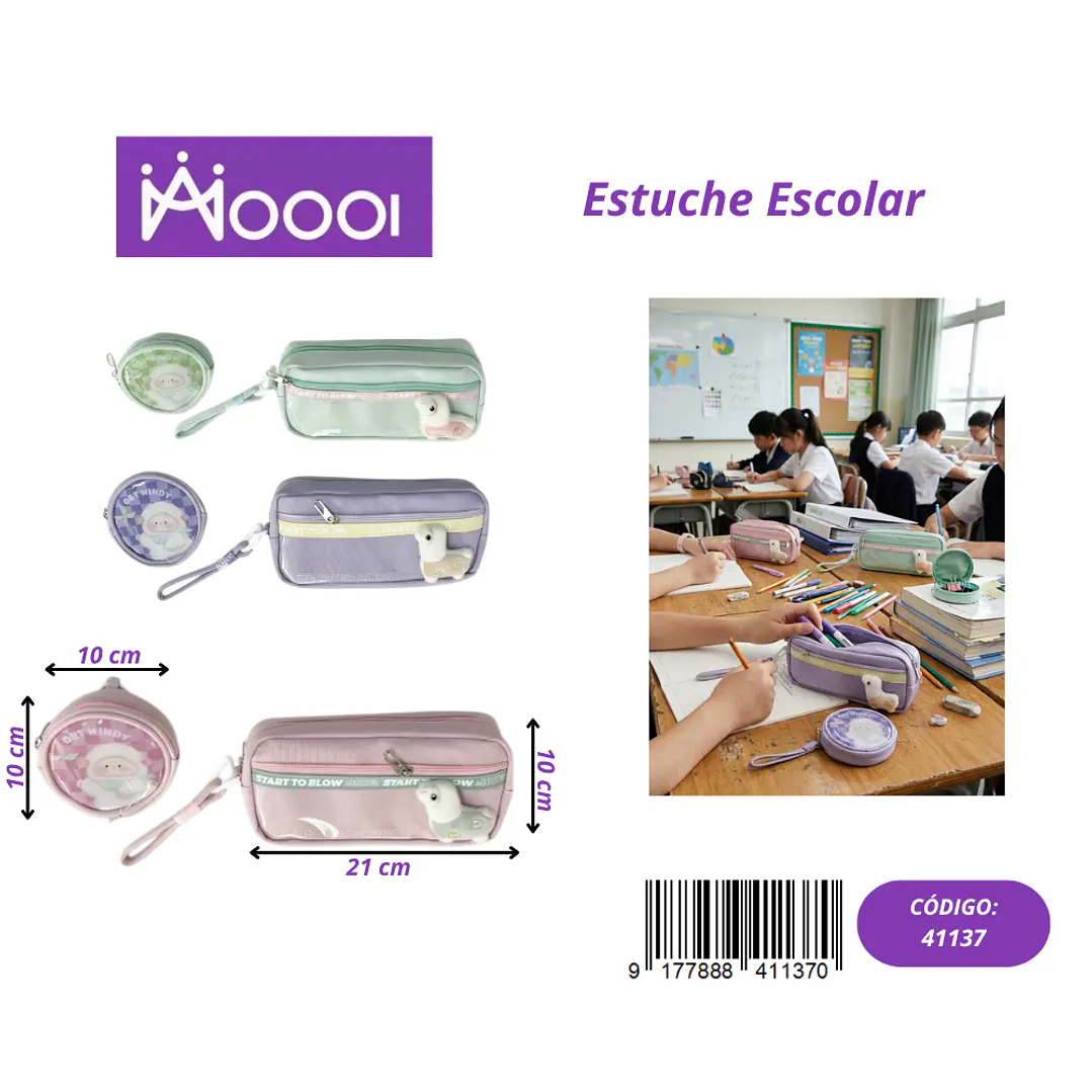 ESTUCHE ESCOLAR DISEÑO LLAMA FEMENINO Precio publicado al por mayor 3 unidades del mismo 1