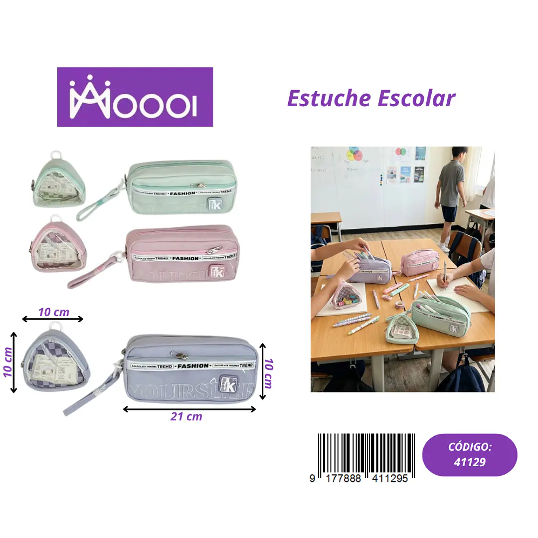 ESTUCHE ESCOLAR UNICOLOR UNISEX Precio publicado al por mayor 3 unidades del mismo 1