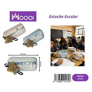 ESTUCHE ESCOLAR UNICOLOR OSO UNISEX Precio publicado al por mayor 3 unidades del mismo