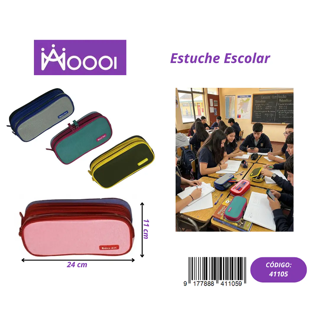 ESTUCHE ESCOLAR BICOLOR UNISEX Precio publicado al por mayor 3 unidades del mismo 1