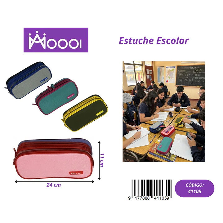 ESTUCHE ESCOLAR BICOLOR UNISEX Precio publicado al por mayor 3 unidades del mismo 1