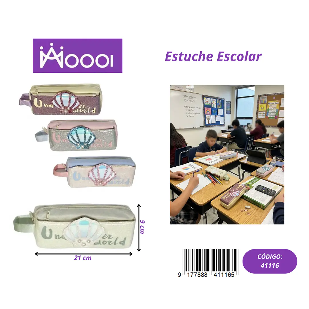 ESTUCHE ESCOLAR DISEÑO ALMEJA FEMENINO Precio publicado al por mayor 3 unidades del mismo 1