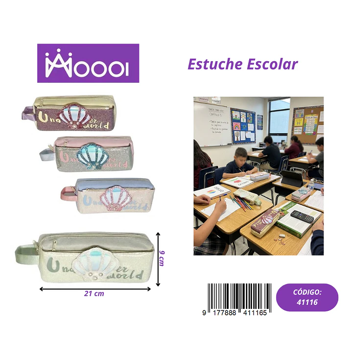 ESTUCHE ESCOLAR DISEÑO ALMEJA FEMENINO Precio publicado al por mayor 3 unidades del mismo 1