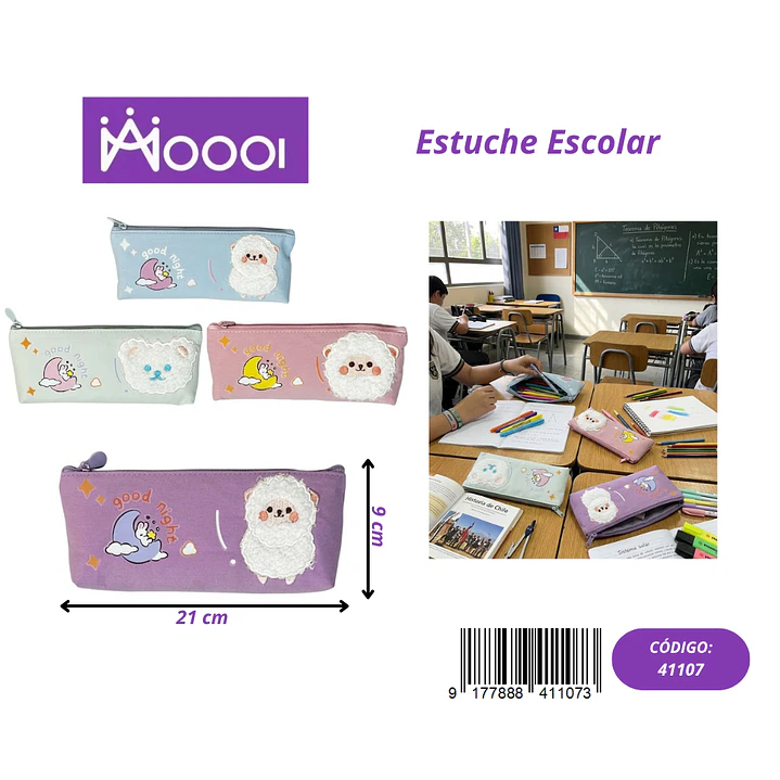 ESTUCHE ESCOLAR DISEÑO OVEJA FEMENINO Precio publicado al por mayor 3 unidades del mismo 1