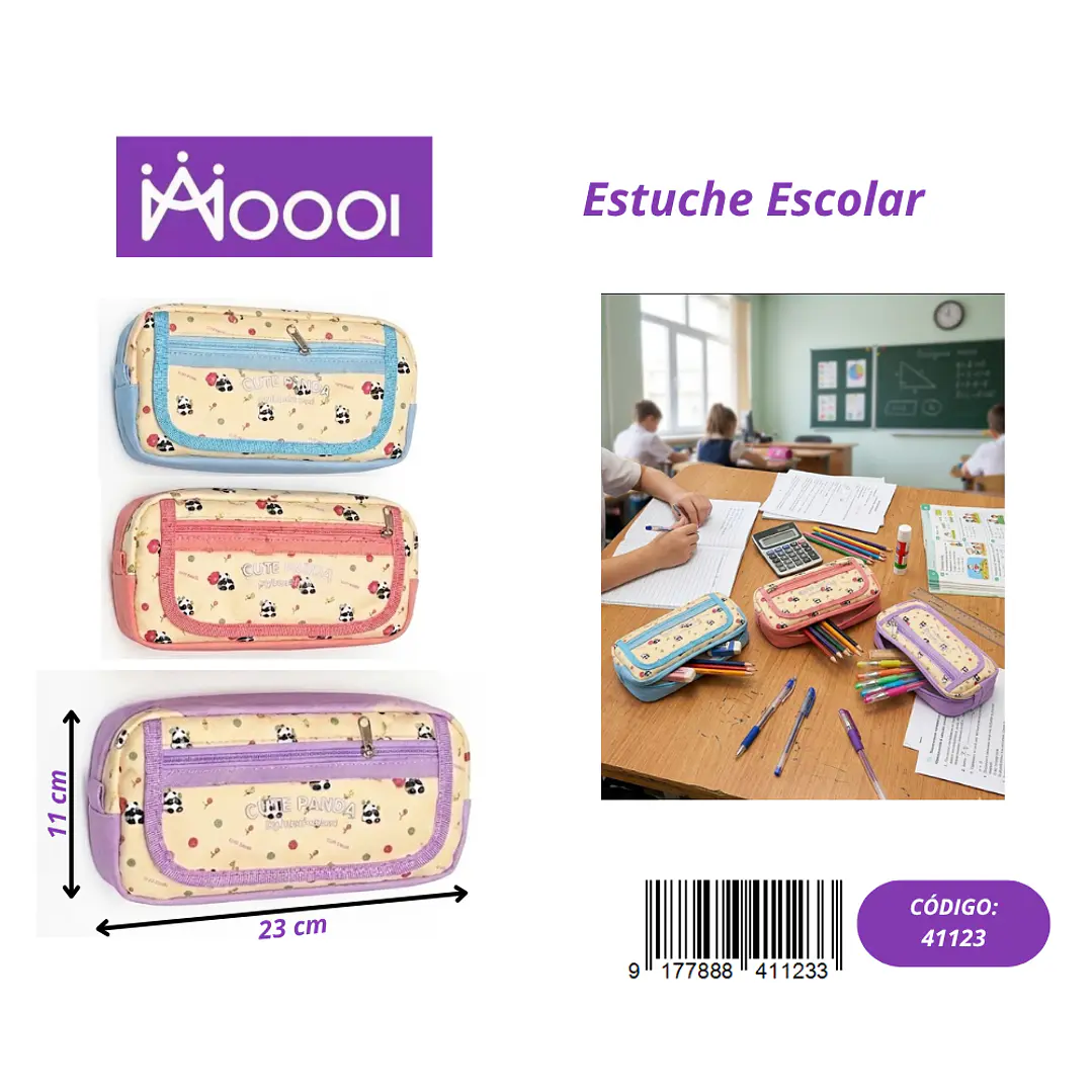 ESTUCHE ESCOLAR DISEÑO PANDA FEMENINO Precio publicado al por mayor 3 unidades del mismo 1