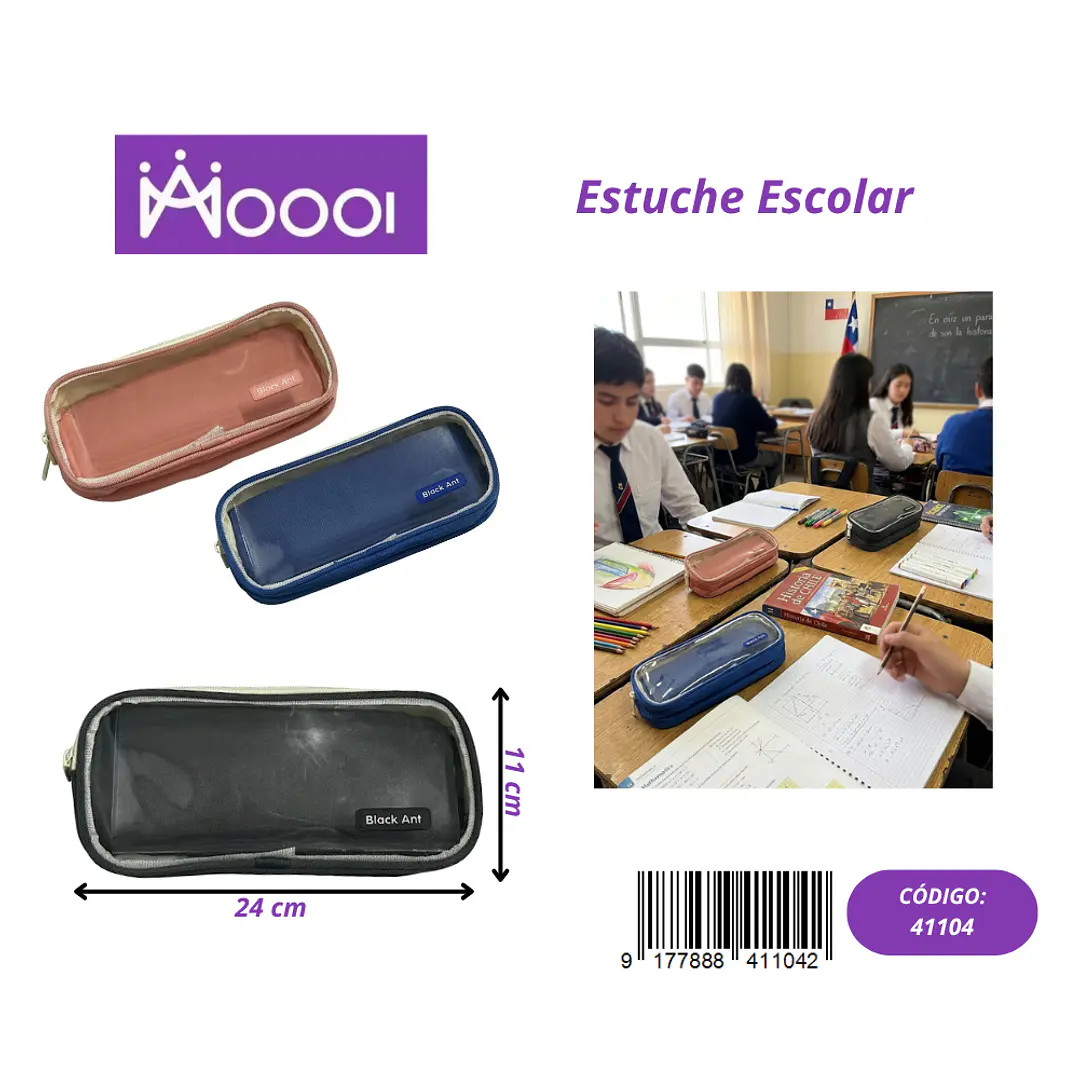 ESTUCHE ESCOLAR UNICOLOR UNISEX Precio publicado al por mayor 3 unidades del mismo 1